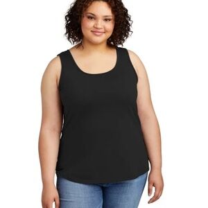 Terra & Sky Scoop Neck Fitted Women’s Black Sleeveless Top